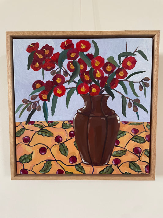 Redgum and vintage vase